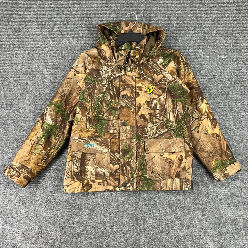 Realtree System‎ Layer 3 Camo Scent Blocker Hunting Jacket Hooded Parka L Kids